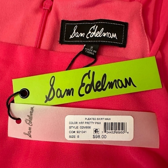 Sam Edelman Women's Size 2 Pleated Maxi Sleeveless Pretty Pink Chiffon Dress NEW - Picture 15 of 16